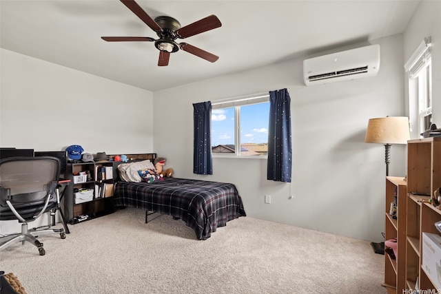 91-1774 Kohanahana Loop, Ewa Beach, HI 96706 - bedroom featuring a wall mounted air conditioner, carpet flooring, ceiling fan, and an office area