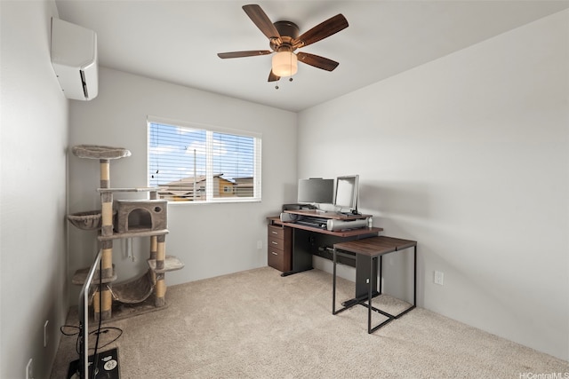 91-1774 Kohanahana Loop, Ewa Beach, HI 96706 - office area with a wall mounted air conditioner, carpet, and ceiling fan