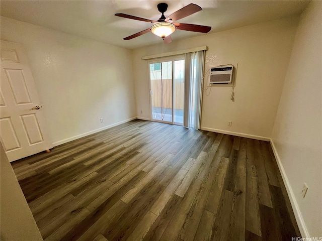 790 Ipuai St, Honolulu, HI 96825 - unfurnished room featuring dark wood finished floors, baseboards, ceiling fan, and a wall mounted AC