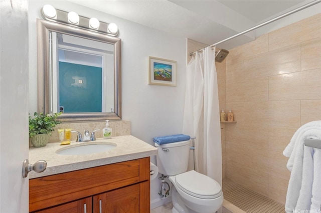 444 Niu St Unit 3508, Honolulu, HI 96815 - bathroom featuring toilet, vanity, and a tile shower