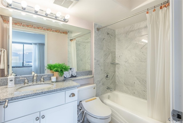 343 Hobron Ln Unit 4302, Honolulu, HI 96815 - full bathroom featuring shower / tub combo with curtain, vanity, and toilet