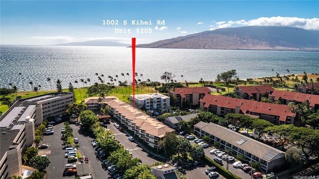 1002 S Kihei Rd Unit 205, Kihei, HI 96753 - aerial view of a water and mountain view and apartment complex
