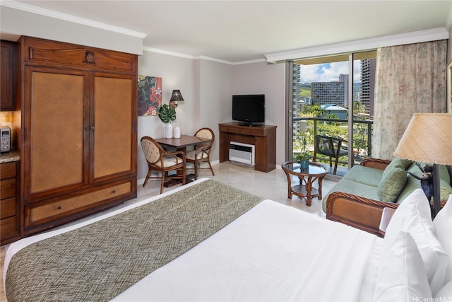 2045 Kalakaua Ave Unit 618, Honolulu, HI 96815 - bedroom with ornamental molding, baseboards, and heating unit
