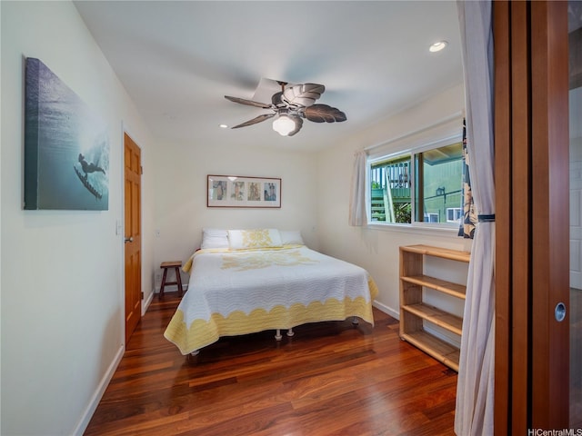 58-015 Maika Pl, Haleiwa, HI 96712 - bedroom featuring wood finished floors, baseboards, recessed lighting, and ceiling fan