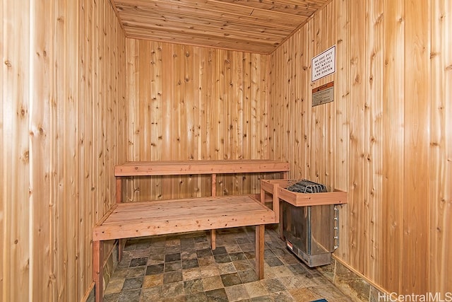 445 Seaside Ave Unit 1618, Honolulu, HI 96815 - relaxing sauna with wooden ceiling, wooden walls, and stone finish floors