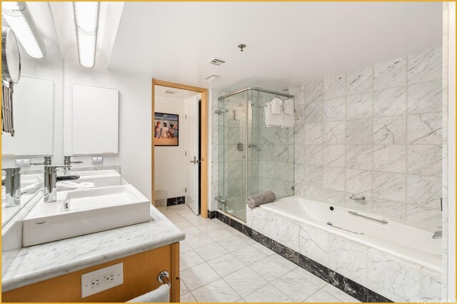 1888 Kalakaua Ave Unit 807, Honolulu, HI 96815 - bathroom with a stall shower, double vanity, and a bath