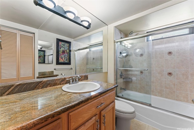 411 Hobron Ln Unit 3314, Honolulu, HI 96815 - full bathroom with vanity, shower / bath combination with glass door, and tile patterned floors