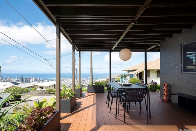 1875 Kualono St, Honolulu, HI 96817 - deck featuring outdoor dining space and a water view