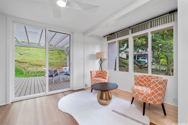3657 Woodlawn Dr, Honolulu, HI 96822 - living area featuring ceiling fan and wood finished floors