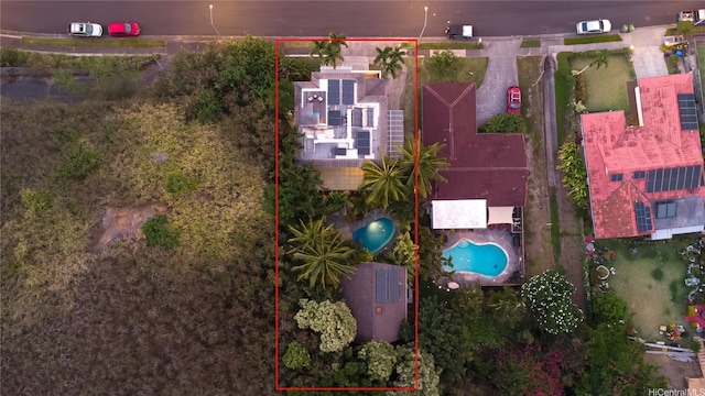 1408 Auwaiku St, Kailua, HI 96734 - aerial view of property's location with property parcel outlined and a pool