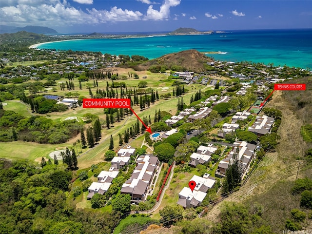 389D Kaelepulu Dr Unit 1504, Kailua, HI 96734 - view of property location with a large body of water, nearby suburban area, and a golf club