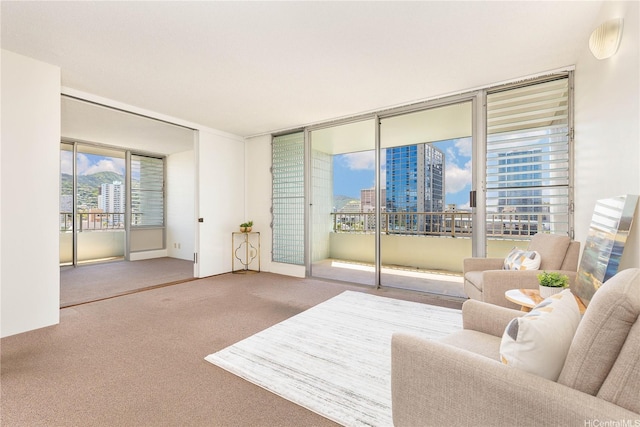 1122 Elm St Unit 809, Honolulu, HI 96814 - carpeted living area with a view of city and expansive windows