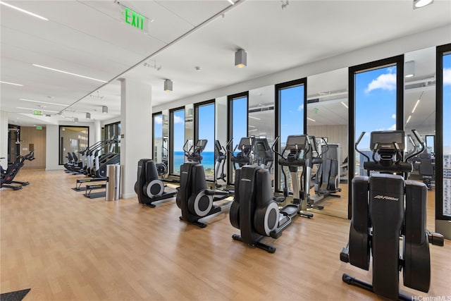 987 Queen St Unit 1615, Honolulu, HI 96814 - gym featuring wood finished floors