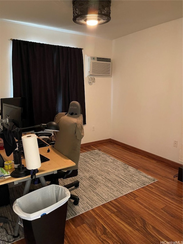 95-965 Ukuwai St Unit 3602, Mililani, HI 96789 - office featuring an AC wall unit and wood finished floors