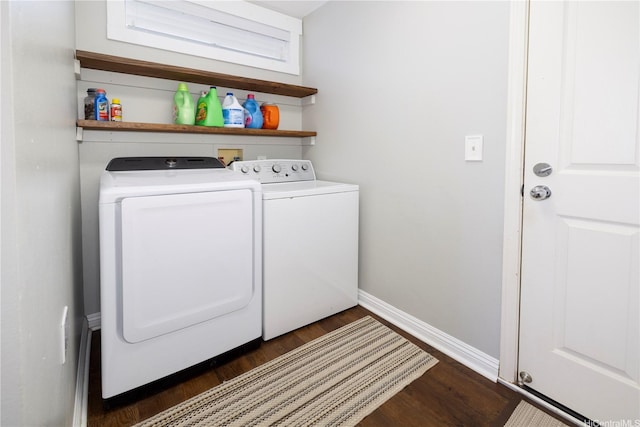 91-1013 Kailike St, Ewa Beach, HI 96706 - laundry room with independent washer and dryer, dark wood finished floors, and baseboards