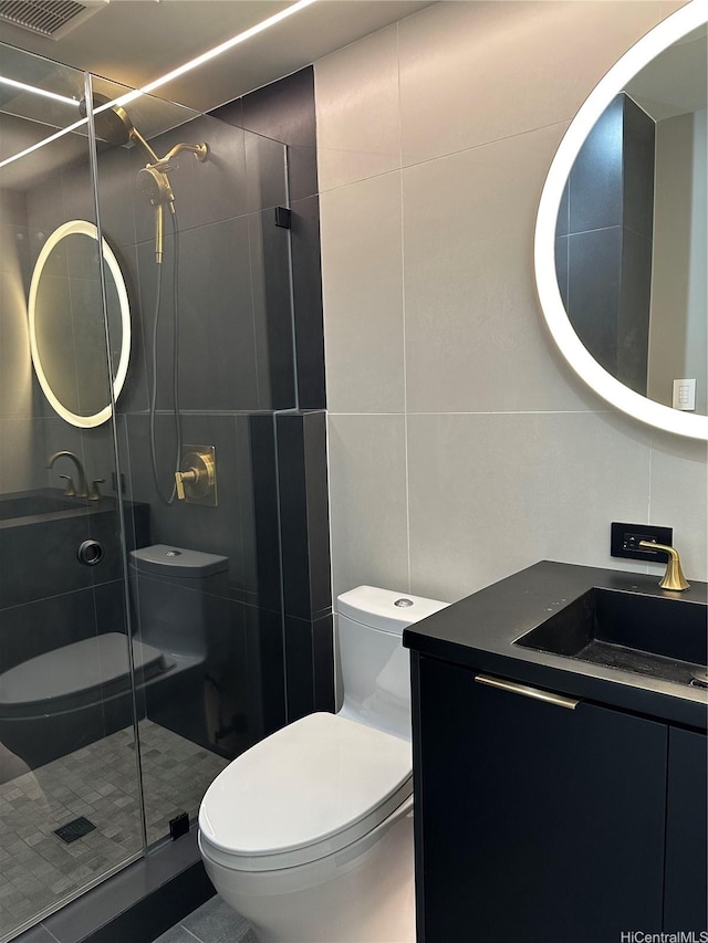 98-99 Uao Pl Unit 1710, Aiea, HI 96701 - bathroom with tile walls, vanity, and a stall shower