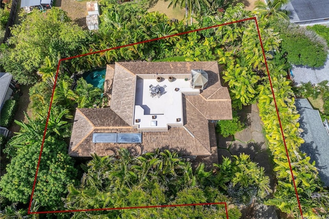 876 Aalapapa Dr Unit B, Kailua, HI 96734 - view from above of property with property parcel outlined