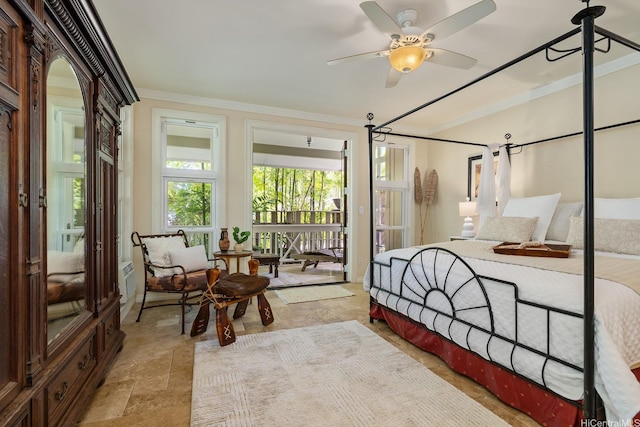 876 Aalapapa Dr Unit B, Kailua, HI 96734 - bedroom with crown molding, stone finish floors, and access to exterior