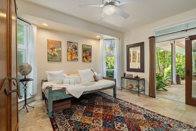 876 Aalapapa Dr Unit B, Kailua, HI 96734 - sitting room with stone tile flooring, healthy amount of natural light, ceiling fan, recessed lighting, and baseboards