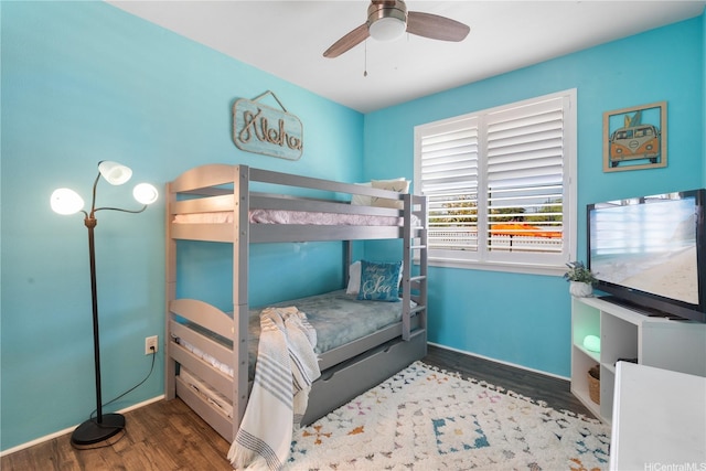 801 Kakala St Unit 50, Kapolei, HI 96707 - bedroom with wood finished floors, baseboards, and a ceiling fan