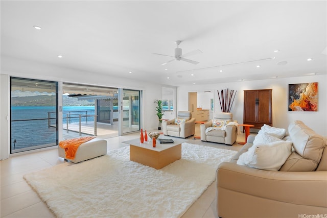 120 Hanapepe Loop, Honolulu, HI 96825 - living room with ceiling fan, recessed lighting, and light tile patterned floors