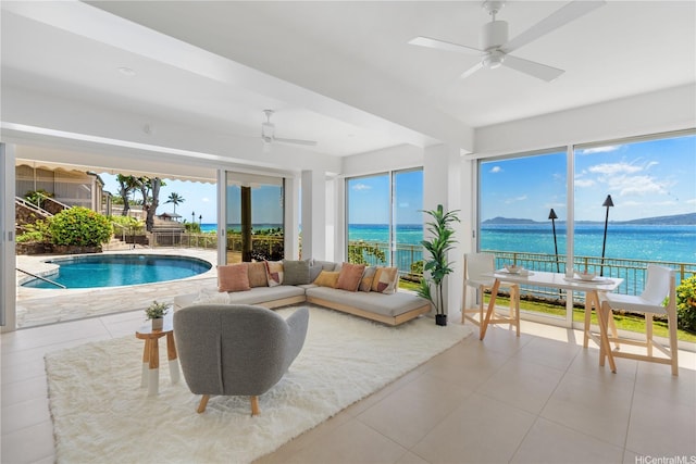 120 Hanapepe Loop, Honolulu, HI 96825 - view of swimming pool featuring a ceiling fan and a water view