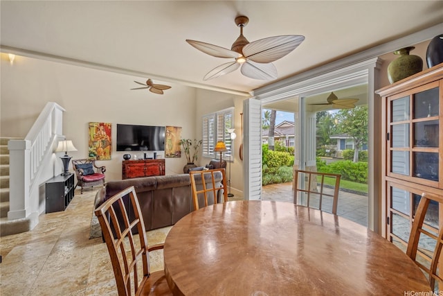 92-1037D Koio Dr Unit M1-4, Kapolei, HI 96707 - dining space featuring a ceiling fan and stairway