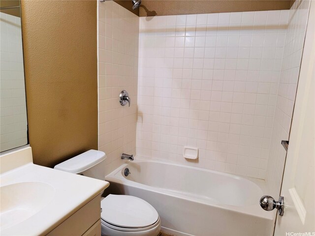 91-1014 Kaipalaoa St Unit 6504, Ewa Beach, HI 96706 - bathroom with vanity, toilet, a textured wall, and bathing tub / shower combination