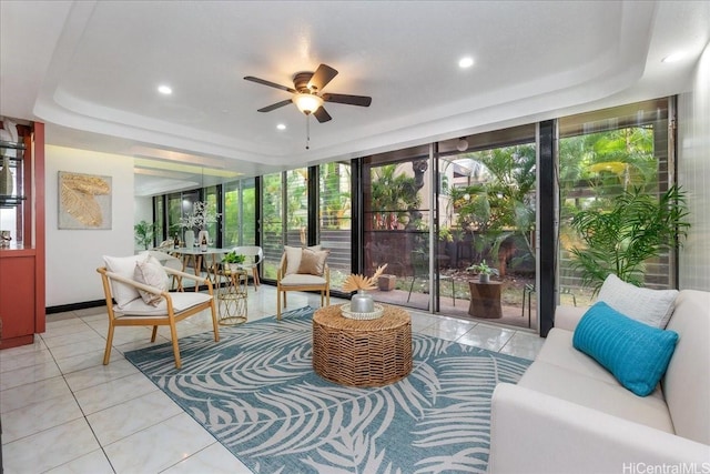 98-380 Koauka Loop Unit 304, Aiea, HI 96701 - sunroom / solarium with a raised ceiling, tile patterned floors, and recessed lighting