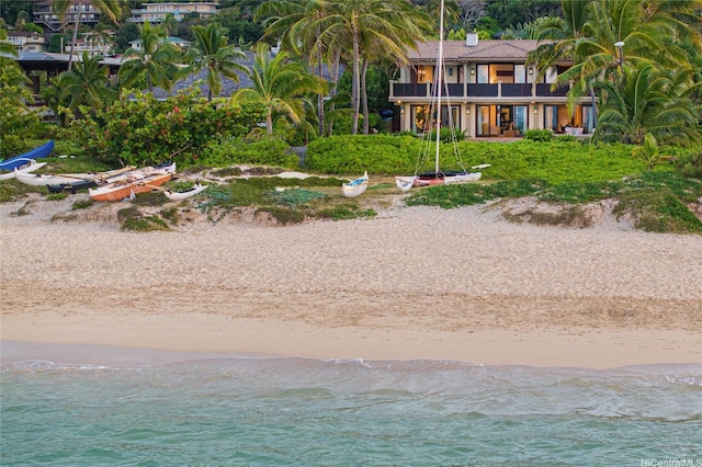 958 Mokulua Dr, Kailua, HI 96734 - view of yard with view of water and beach and a balcony