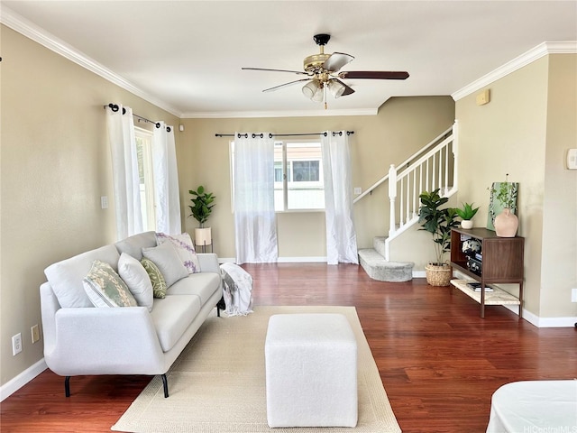 87-1976 Pakeke St Unit 5N, Waianae, HI 96792 - living room featuring wood finished floors, plenty of natural light, a ceiling fan, and ornamental molding