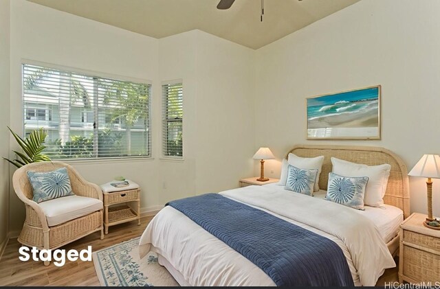 95-1030 Ainamakua Dr Unit 4, Mililani, HI 96789 - bedroom featuring wood finished floors, baseboards, and ceiling fan