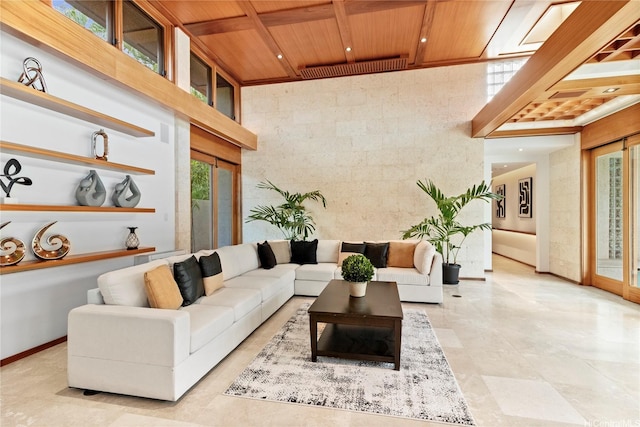 4498 Pahoa Ave, Honolulu, HI 96816 - living area with wood ceiling, plenty of natural light, and recessed lighting