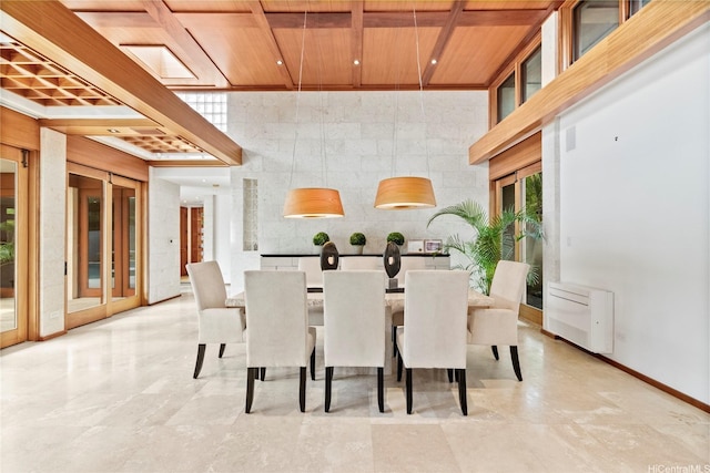 4498 Pahoa Ave, Honolulu, HI 96816 - dining space with wooden ceiling and recessed lighting