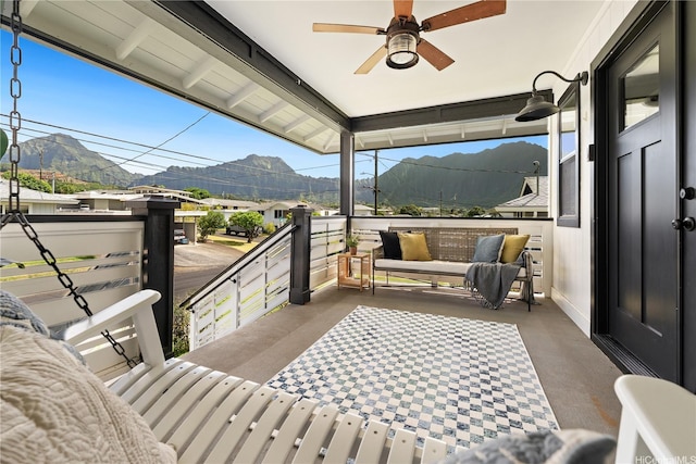 45-237 Popoki Pl, Kaneohe, HI 96744 - balcony featuring a mountain view and ceiling fan