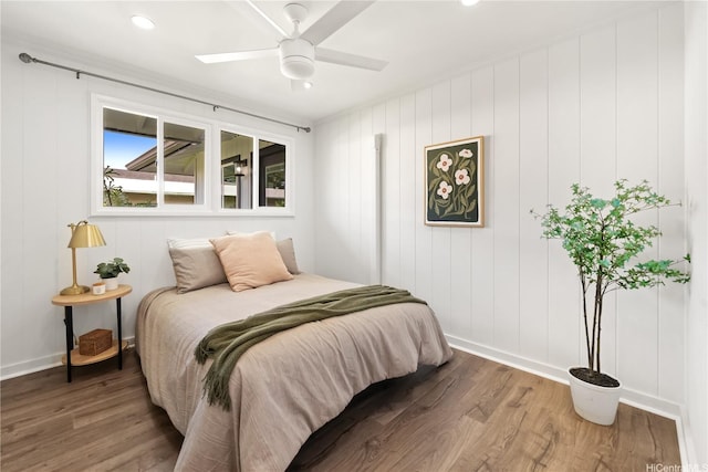 45-237 Popoki Pl, Kaneohe, HI 96744 - bedroom featuring wood finished floors, baseboards, recessed lighting, and a ceiling fan