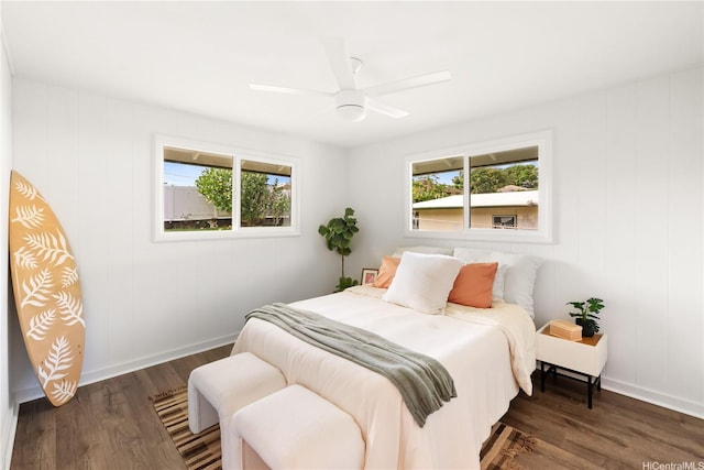 45-237 Popoki Pl, Kaneohe, HI 96744 - bedroom featuring multiple windows, dark wood-style floors, and a ceiling fan