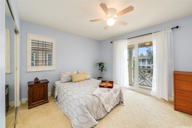 91-1099 Waikai St, Ewa Beach, HI 96706 - carpeted bedroom with access to exterior, baseboards, and a ceiling fan