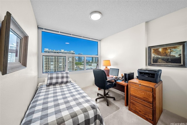 801 S King St Unit 1109, Honolulu, HI 96813 - carpeted bedroom with a desk and a textured ceiling