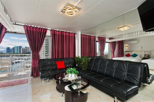 1777 Ala Moana Blvd Unit 937, Honolulu, HI 96815 - living area featuring plenty of natural light and a wall mounted AC