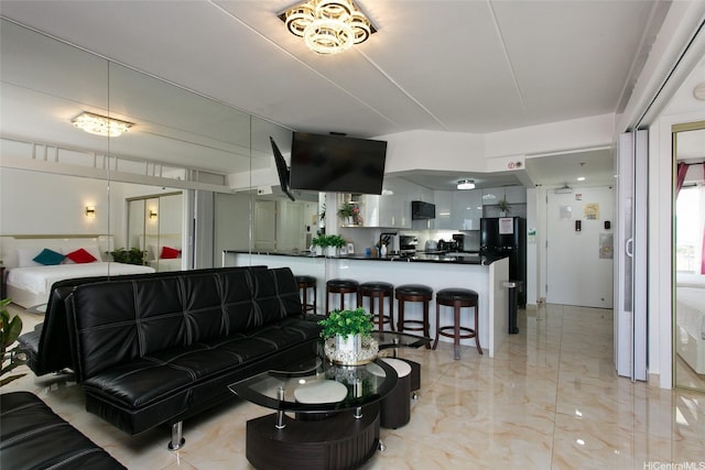 1777 Ala Moana Blvd Unit 937, Honolulu, HI 96815 - living area with light marble finish flooring