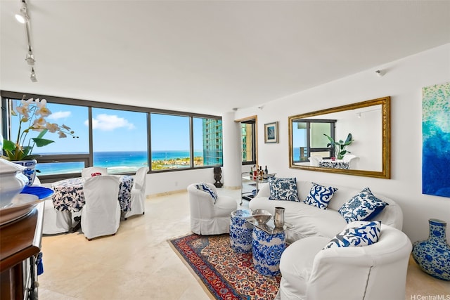 1330 Ala Moana Blvd Unit 3202, Honolulu, HI 96814 - living area featuring rail lighting and a water view