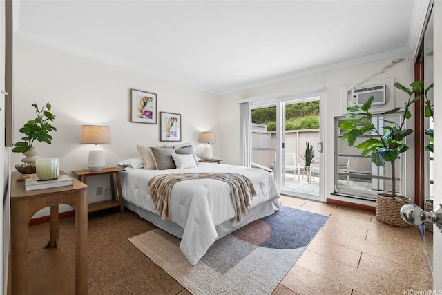 44-140-5MUIPL Mui Pl Unit 2705, Kaneohe, HI 96744 - bedroom with ornamental molding, access to outside, and a wall mounted AC