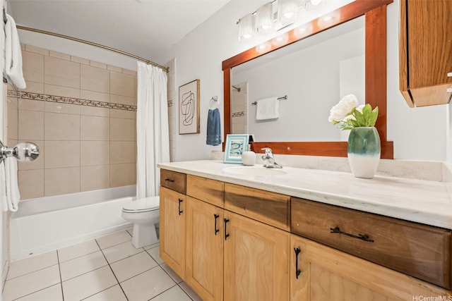 44-140-5MUIPL Mui Pl Unit 2705, Kaneohe, HI 96744 - full bathroom with tile patterned floors, vanity, toilet, and shower / bathtub combination with curtain