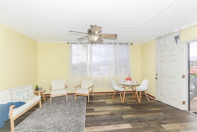 94-249 Waikele Rd Unit B209, Waipahu, HI 96797 - living area with wood finished floors, ceiling fan, and crown molding