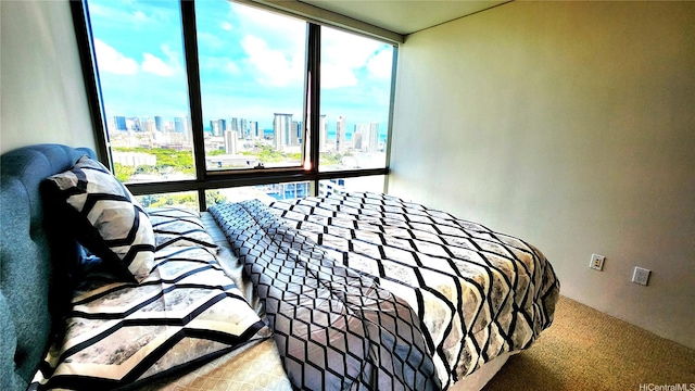 1200 Queen Emma St Unit 2804, Honolulu, HI 96813 - bedroom with a skyline view, multiple windows, a wall of windows, and carpet