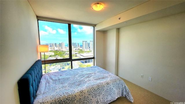1200 Queen Emma St Unit 2804, Honolulu, HI 96813 - bedroom featuring multiple windows, carpet flooring, a skyline view, and a wall of windows