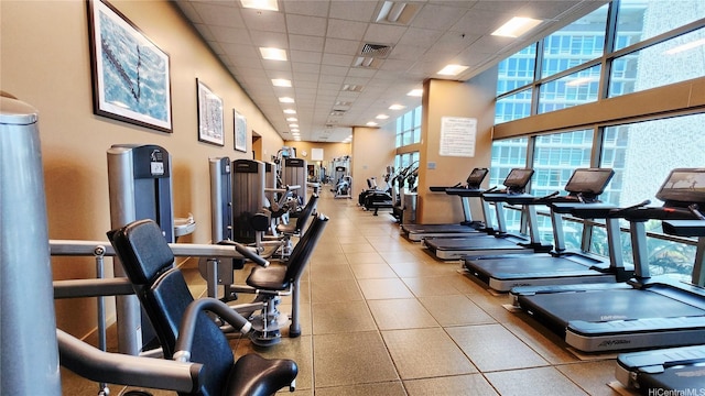 1200 Queen Emma St Unit 2804, Honolulu, HI 96813 - gym with a paneled ceiling