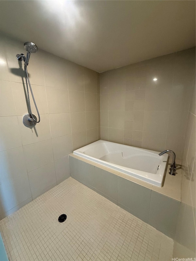 1200 Queen Emma St Unit 2804, Honolulu, HI 96813 - full bathroom with a bath, tile walls, tiled shower, and tile patterned floors