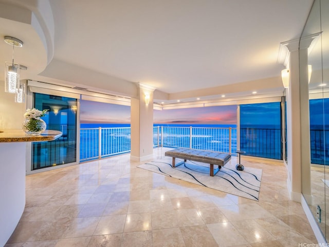 3015 Kalakaua Ave Unit 901, Honolulu, HI 96815 - interior space with tile patterned flooring, recessed lighting, baseboards, and ornate columns